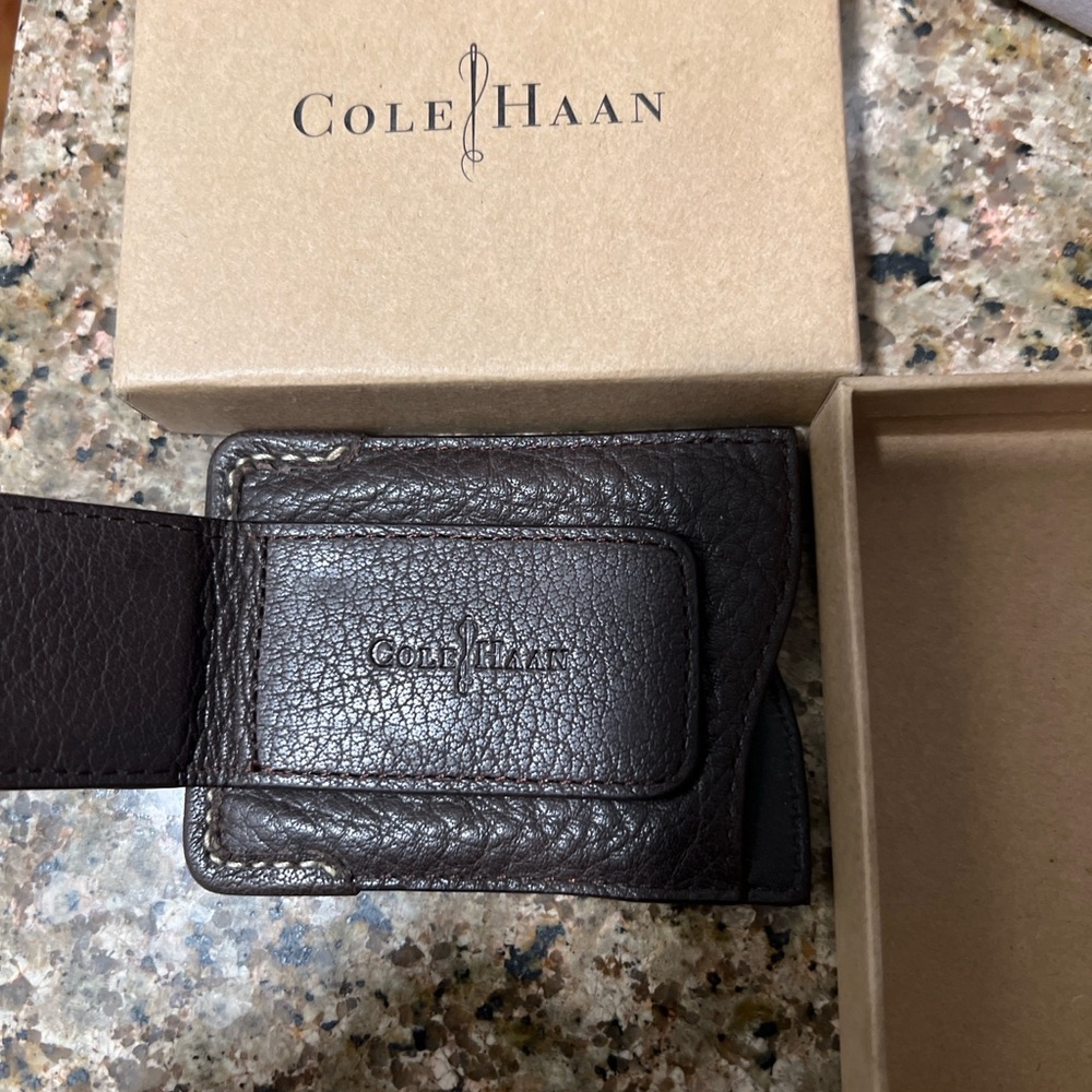 Cole Haan Rich Brown Leather Money Clip - Picture 4 of 4
